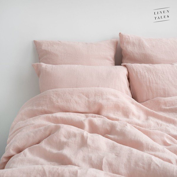 Svijetlo ružičasta lanena navlaka za poplun za bračni krevet/za produženi krevet 200x220 cm Misty Rose – Linen Tales-image-1