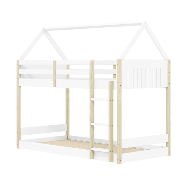 Bijeli/u prirodnoj boji dječji krevet u obliku kućice/na kat 90x190 cm Valka – Marckeric-image-2