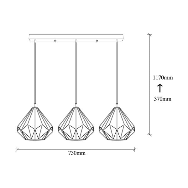 Crna viseća svjetiljka s metalnim sjenilom Diamond – Opviq lights-image-4