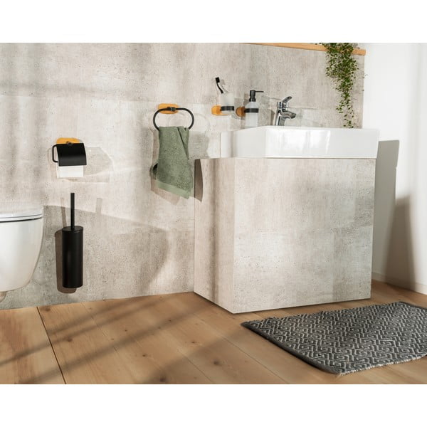 Crna/u prirodnoj boji staklena samoljepljiva čaša za četkice za zube Orea Bamboo – Wenko-image-3