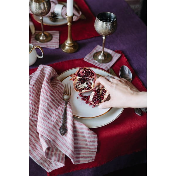 Crveni/u prirodnoj boji podmetači za čaše u setu 4 kom – Linen Tales-image-2