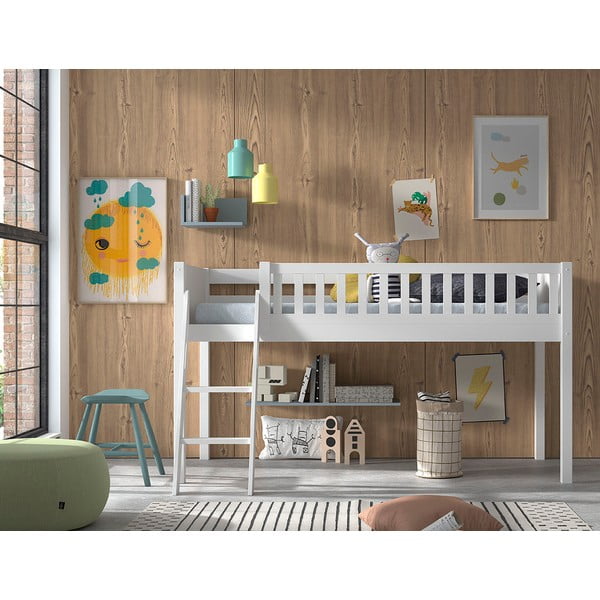 Bijeli podignuti dječji krevet od masivnog bora 90x200 cm SCOTT – Vipack-image-3