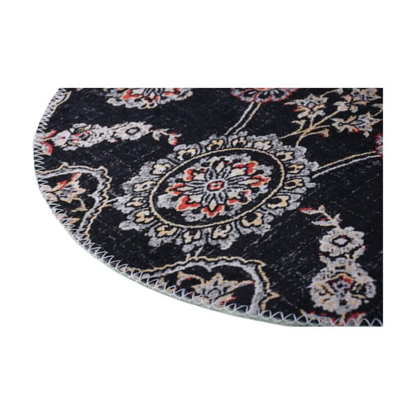 Crni perivi okrugli tepih ø 100 cm – Vitaus-image-2