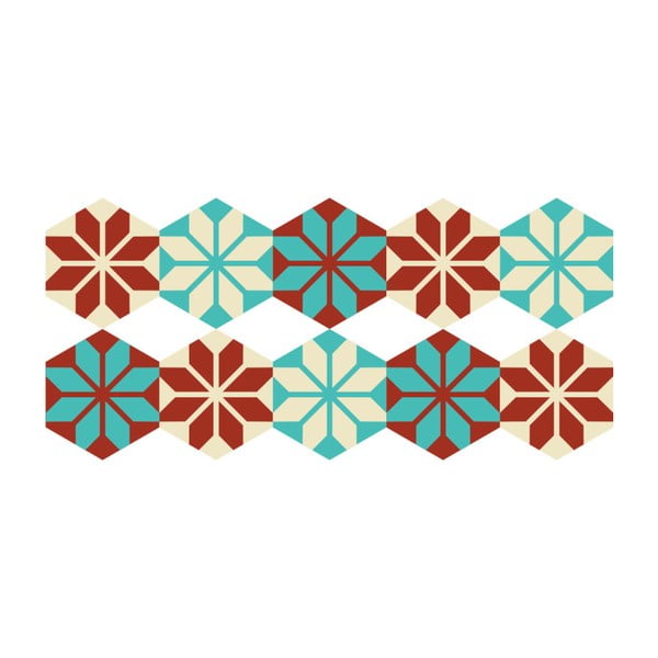 Set od 10 podnih naljepnica Ambiance Hexagons Lili, 20 x 18 cm