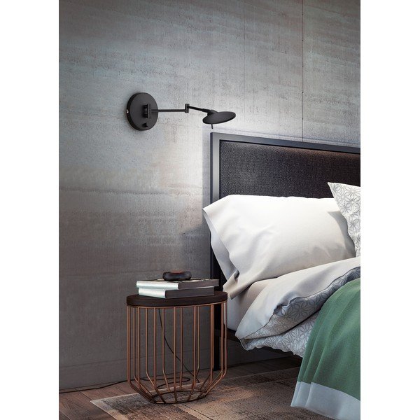 Mat crna LED zidna lampa sa savitljivom konstrukcijom/s mogućnosti zatamnjivanja Kazan – Trio-image-1