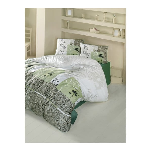 Bež posteljina s plahtama za bračni krevet Erve, 200 x 220 cm