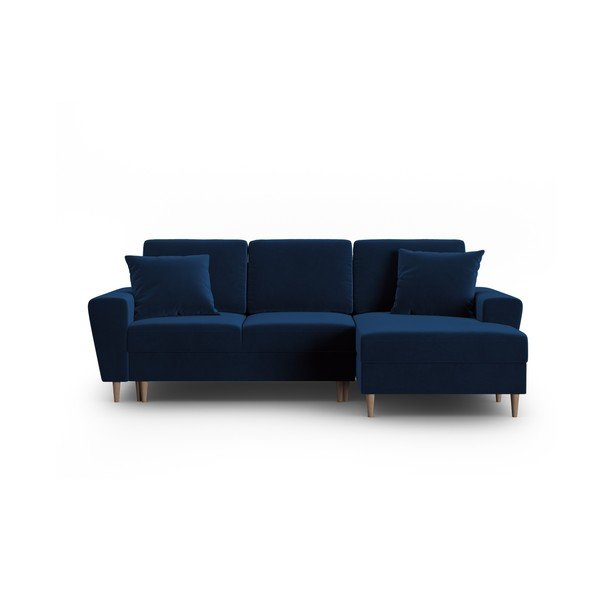 Plava baršunasti sklopiva/s prostorom za odlaganje kutna garnitura (s desnim kutom/s ležaljkom) Kyoto – Cosmopolitan Design