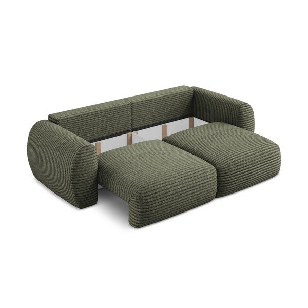 Zelena sklopiva/s prostorom za pohranu sofa od samta 266 cm Kini – Makamii-image-4
