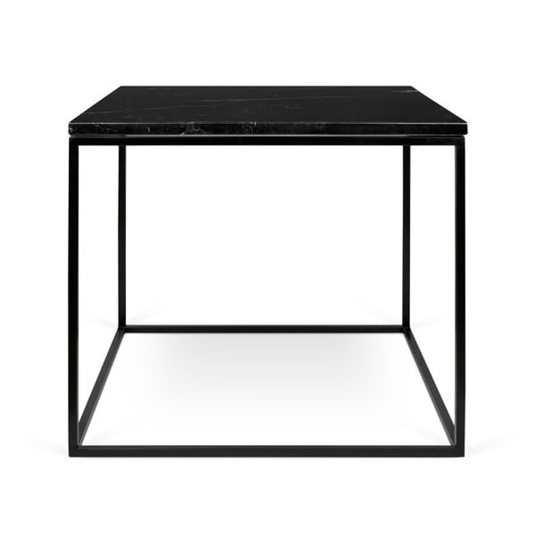 Stolić za kavu od crnog mramora s crnim nogama TemaHome Gleam, 50 x 50 cm