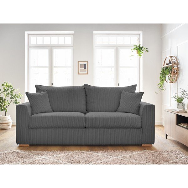 Siva sklopiva sofa od samta 225 cm Augustin – Bobochic Paris-image-1