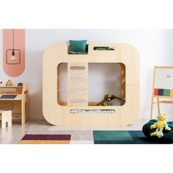 Dječji krevet na kat s prostorom za odlaganje 90x200 cm u prirodnoj boji Mundo – Adeko-image-1