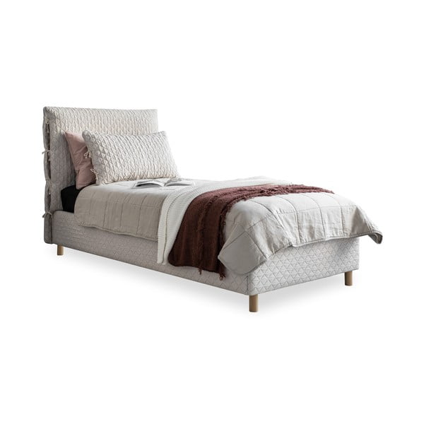Bež tapecirani krevet za jednu osobu s letvičastim okvirom 90x200 cm Sleepy Luna - Miuform