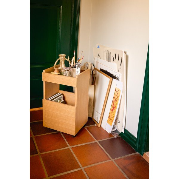 Kolica za posluživanje na kotačima u dekoru hrasta 35x40 cm Forma – Hübsch-image-2