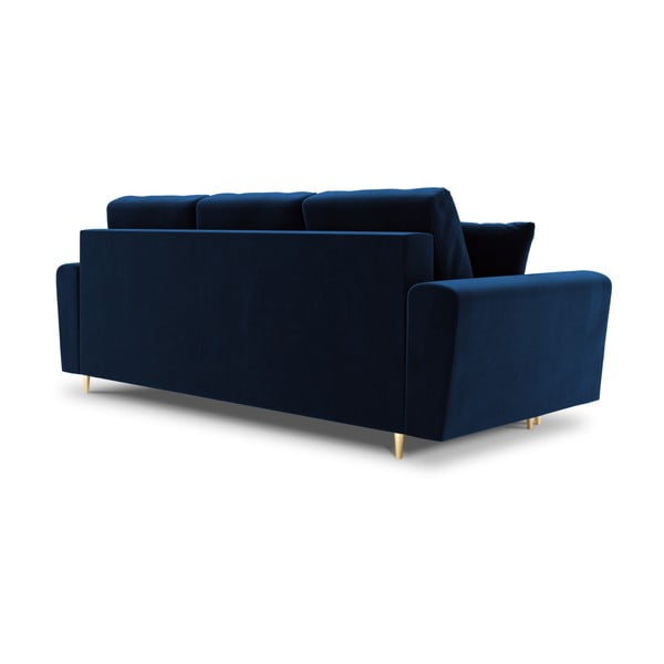 Plava baršunasti sklopiva/s prostorom za odlaganje sofa 235 cm Kyoto – Cosmopolitan Design-image-3