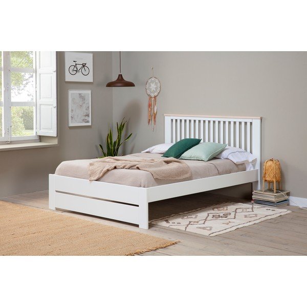 Bijeli bračni krevet s podnicom 140x190 cm Leba – Marckeric-image-1