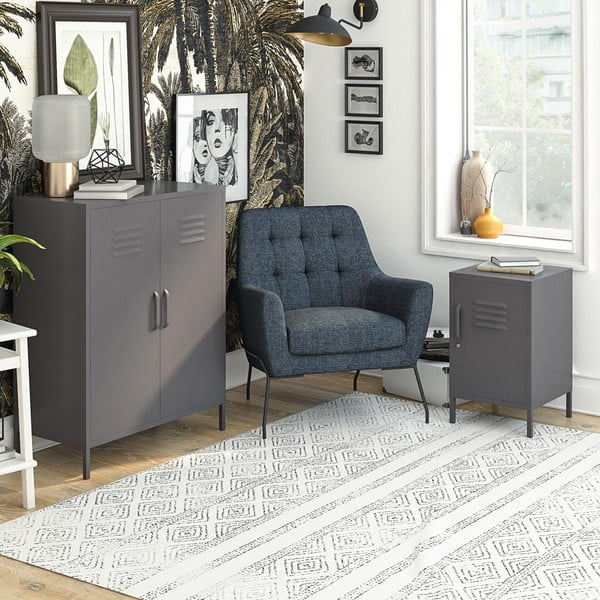 Sivi metalni noćni ormarić Bradford – Støraa-image-1