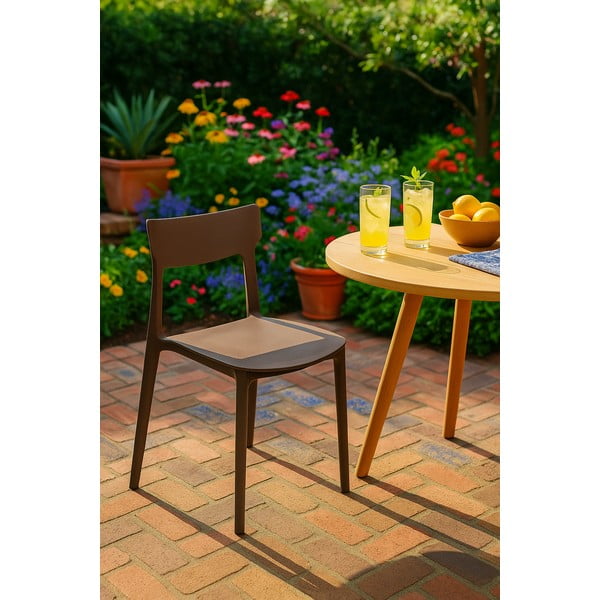 Smeđa plastična vrtna stolica Biá – Bonami Essentials-image-1