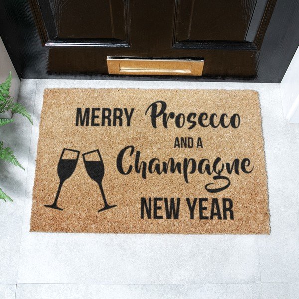 Otirač s božićnim motivom od kokosovih vlakana 40x60 cm Champagne New Year – Artsy Doormats-image-2