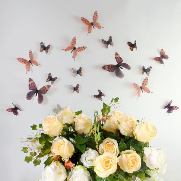 Set od 18 smeđih ljepljivih 3D naljepnica Ambiance Butterflies Chic