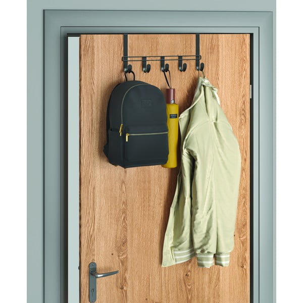 Crna metalna vješalica za vrata 38 cm Lava – Metaltex-image-1