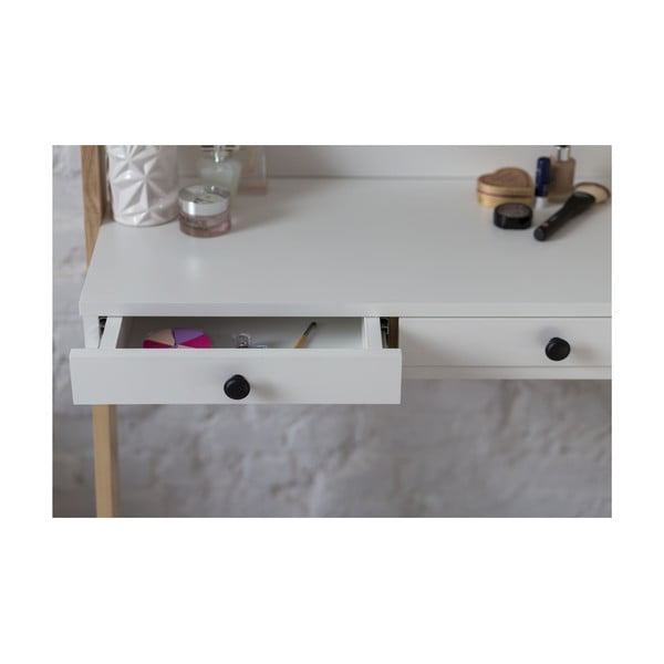 Bijeli toaletni stalak s ladicom i Ragaba Leno ogledalom-image-3