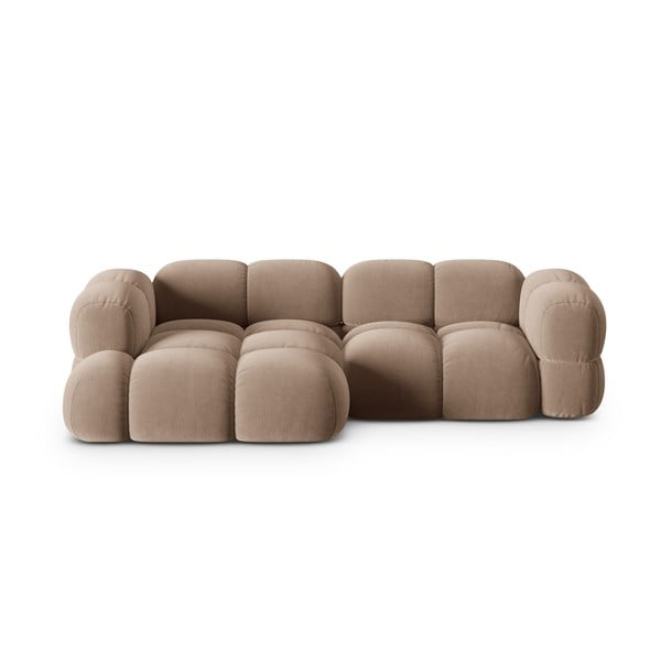 Smeđa baršunasti kutna garnitura (s lijevim kutom/s ležaljkom) Loretto – Cosmopolitan Design