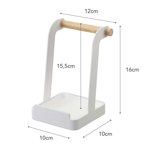 Bijeli stalak za poklopce i kutlače s detaljima od bukovine YAMAZAKI Tosca-image-2