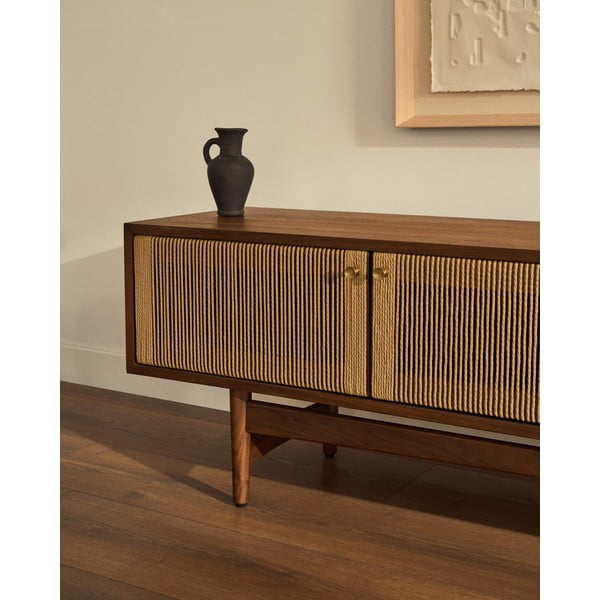 Smeđa TV komoda u dekoru oraha 200x50 cm Elan – Kave Home-image-3