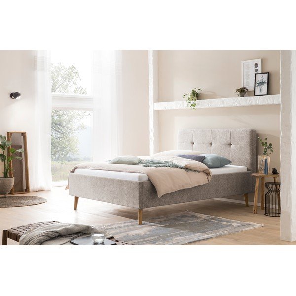 Sivi/smeđi tapecirani bračni krevet bez podnice 140x200 cm Smart – Meise Möbel-image-1