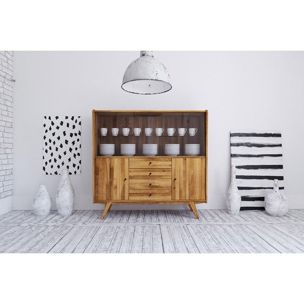 Vitrina od hrastovog drveta 160x154 cm Retro - The Beds-image-4