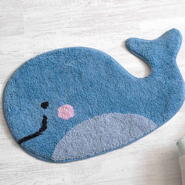 Plavi pamučni kupaonski otirač Mr. Fox Blue Whale, 69 x 44 cm-image-1