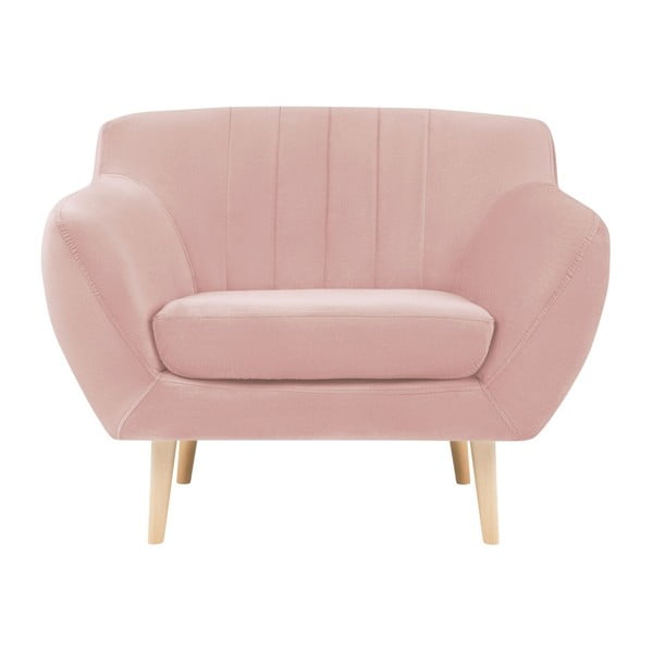 Svijetlo ružičasta baršunasta fotelja Mazzini Sofas Sardaigne