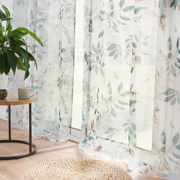 Bijela/zelena prozirna zavjesa 140x240 cm Dilaris – douceur d'intérieur-image-1