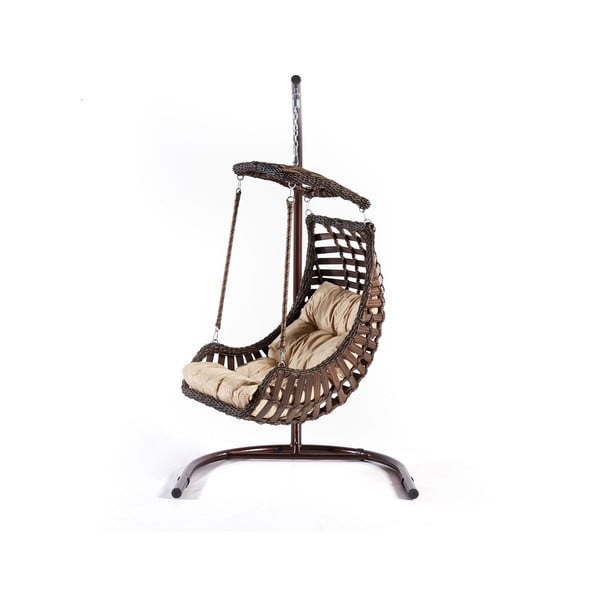 Smeđa viseća vrtna fotelja od ratana Alacati – Floriane Garden-image-1