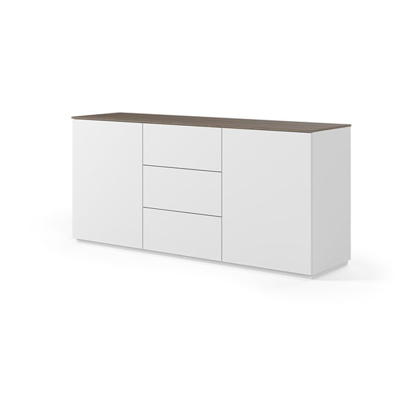 Bijela komoda u orah dekoru s 3 ladice i 2 vrata TemaHome Join-image-1