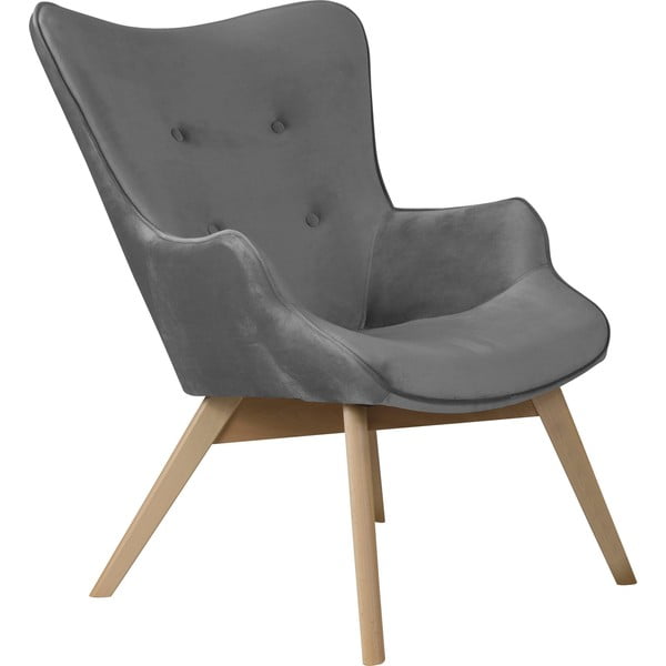 Siva baršunasta fotelja Niko – Ropez