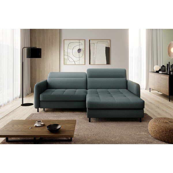 Prljavo zelena baršunasti sklopiva/s prostorom za odlaganje kutna garnitura (s desnim kutom/s ležaljkom) Gomsi – ELTAP-image-3