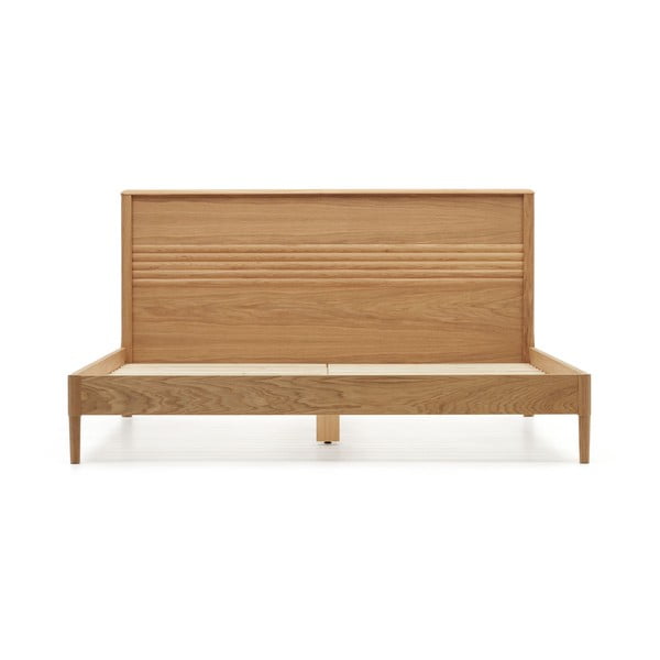 Bračni krevet od punog hrasta s podnicom 180x200 cm u prirodnoj boji Lenon – Kave Home-image-2