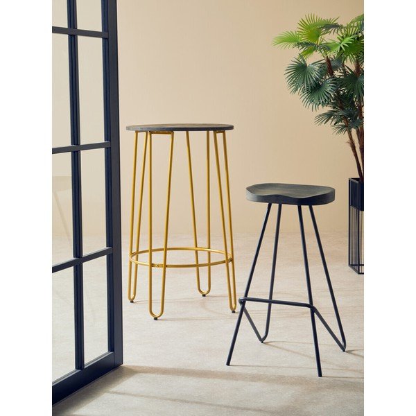 Crna/u prirodnoj boji barska stolica od čvrstog brijesta (visine sjedala 78 cm) District – Premier Housewares-image-1