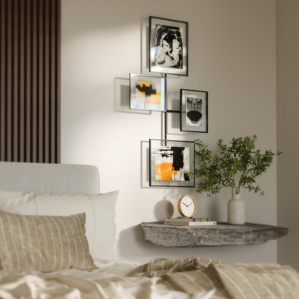 Sjajno crni metalni/stakleni viseći okvir 57x99 cm Flute – Umbra-image-3