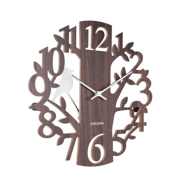 Smeđi zidni sat Karlsson Woodpecker, ⌀ 40 cm-image-1