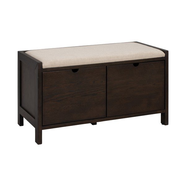 Ormarić za cipele od punog hrasta s klupom u tamnoj prirodnoj boji 80x47x41 cm Hillmond – Rowico