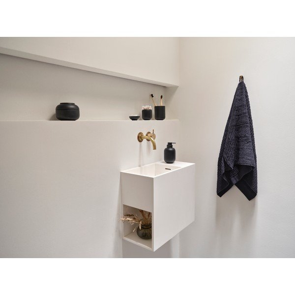 Crni kupaonski organizator od kamenine za pamučne vatice Sensu – Zone-image-2