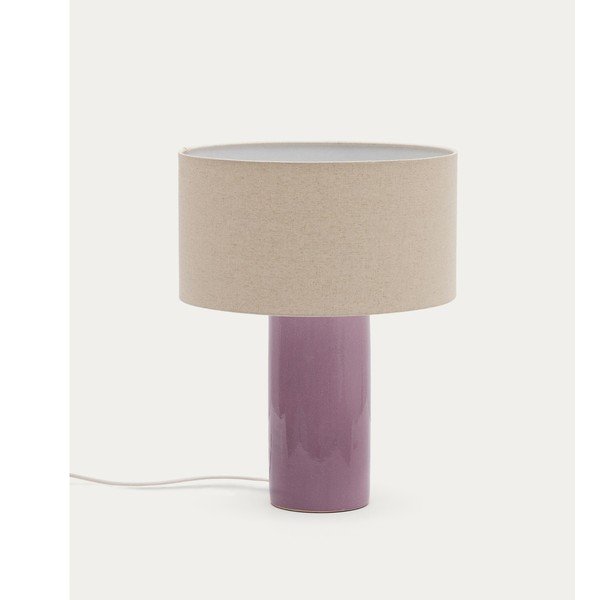 Ljubičasta/bež stolna lampa s tekstilnim sjenilom (visina 52 cm) Toneric – Kave Home-image-4