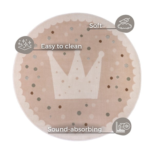 Bež dječji tepih ø 100 cm Crown – Hanse Home-image-4