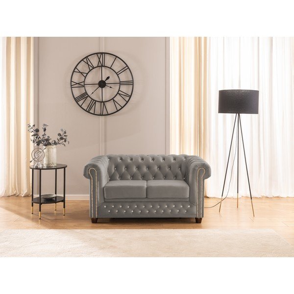 Siva baršunasti sklopiva sofa 148 cm York Blik – Ropez-image-1