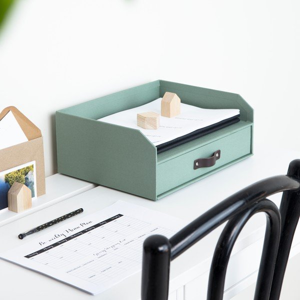 Zeleni kartonski uredski organizator za ladicu/za dokumente Walter Canvas Paper Laminate – Bigso-image-1