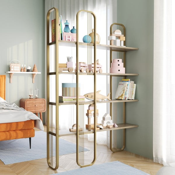 Regal u dekoru bora u zlatnoj boji 125x180 cm Sierra – Kalune Design-image-3