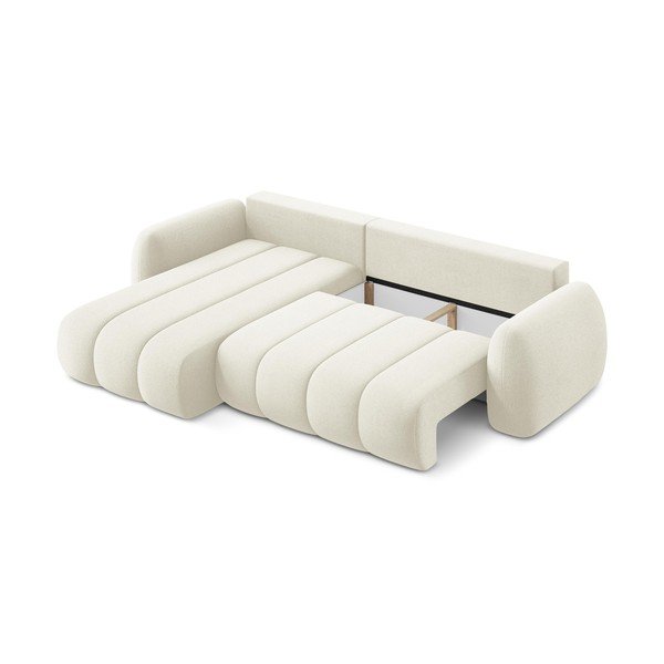 Bež sklopiva/s prostorom za pohranu kutna garnitura od bouclé tkanine (s lijevim kutom/s ležaljkom) Pele – Makamii-image-3