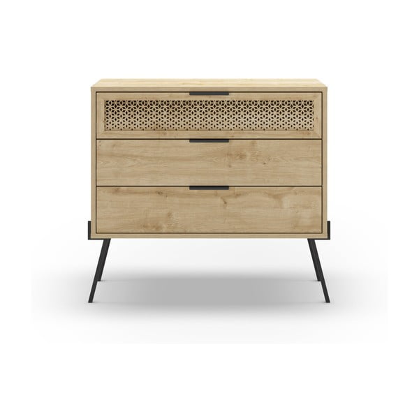 Niska komoda u dekoru hrasta u prirodnoj boji 90x83 cm Ecrin – Marckeric